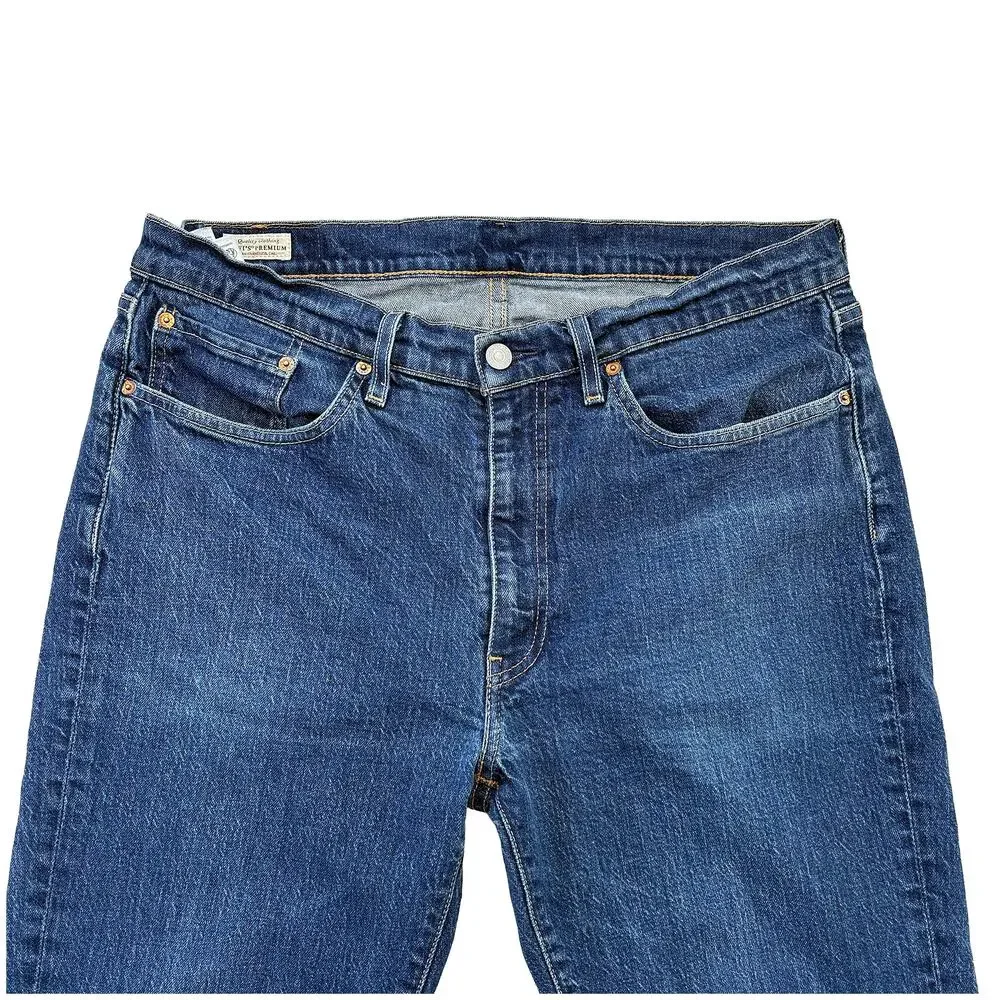 Levi's 514 Straight Mens Jeans 36x30 Big E Medium Wash Blue Premium Denim